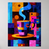 Expressionistische geometrie Koffie - Levendig Caf Poster (Voorkant)