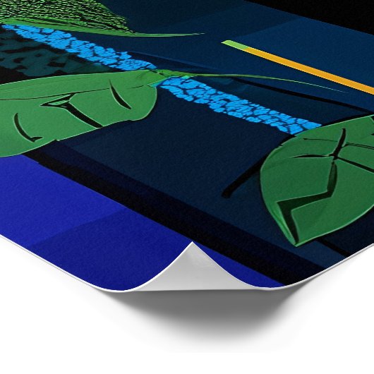 Expressionistische geometrie kolibrie - levendige  poster (Hoek)