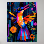 Expressionistische Geometrie Kolibrie – Trillende Poster (Voorkant)