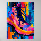 Expressionistische geometrie sneaker, levendige st poster (Voorkant)