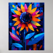 Expressionistische geometrie Zonnebloem - Levendig Poster (Voorkant)