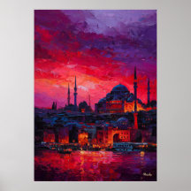 Expressionistische Istanbul Silhouet Levendige Sta