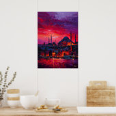 Expressionistische Istanbul Silhouet Levendige Sta Poster (Keuken)