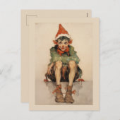 Expressionistische Kerst Elf 1 Feestdagenkaart (Voorkant / Achterkant)