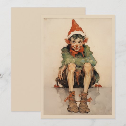 Expressionistische Kerst Elf 1 Feestdagenkaart (Voorkant / Achterkant)