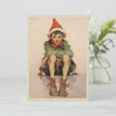 Expressionistische Kerst Elf 1 Feestdagenkaart (Staand voorkant)