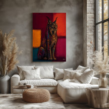 Expressionistische Lynx in Kleurvelden Abstracte P