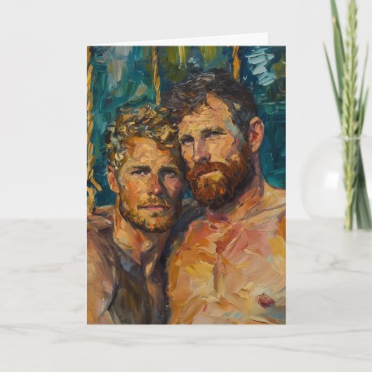 Expressionistische Oliebaard Omhelzing Kaart (Voorkant)