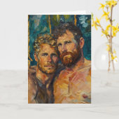 Expressionistische Oliebaard Omhelzing Kaart (Gele Bloem)
