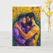 Expressionistische olieverf omhelzing kaart (Gele Bloem)