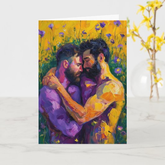 Expressionistische olieverf omhelzing kaart (Gele Bloem)