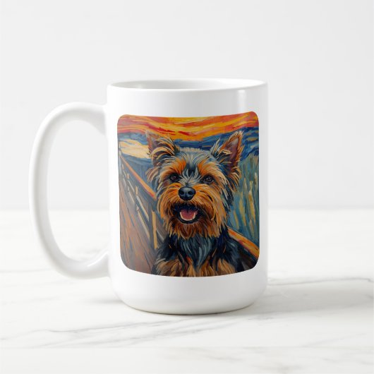 Expressionistische Schildering Yorkshire Terrier / Koffiemok (Links)