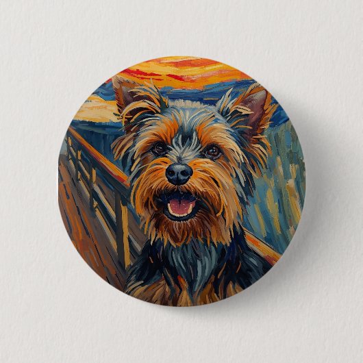 Expressionistische Schildering Yorkshire Terrier / Ronde Button 5,7 Cm (Voorkant)