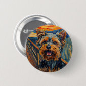 Expressionistische Schildering Yorkshire Terrier / Ronde Button 5,7 Cm (Voorkant /achterkant)