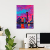 Expressionistische Shanghai Skyline Kleurrijke Ste Poster (Thuiskantoor)