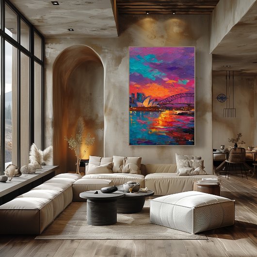 Expressionistische Sydney Skyline Levendige havens Poster