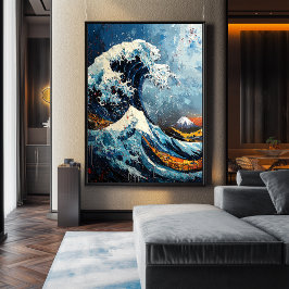 Expressionistische The Great Wave vette herinterpr Poster