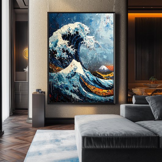 Expressionistische The Great Wave vette herinterpr Poster