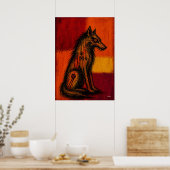 Expressionistische wolf in kleurvelden abstracte p poster (Keuken)