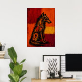 Expressionistische wolf in kleurvelden abstracte p poster (Thuiskantoor)