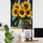 Expressionistische Zonnebloemen - Bold Contemporar Poster (Thuiskantoor)