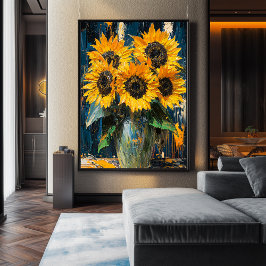 Expressionistische Zonnebloemen - Bold Contemporar Poster