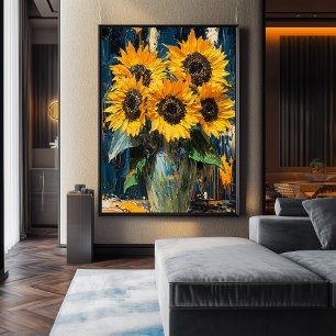 Expressionistische Zonnebloemen – Krachtige Hedend Poster