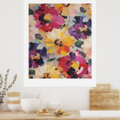 Expressive Abstract Flower Painting Poster (Keuken)