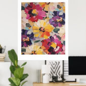 Expressive Abstract Flower Painting Poster (Thuiskantoor)