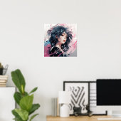 Expressive Anime Music Portrait Poster (Thuiskantoor)