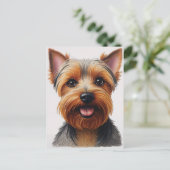 Expressive CloseUp Yorkshire Terrier Dog Portrait Briefkaart (Staand voorkant)