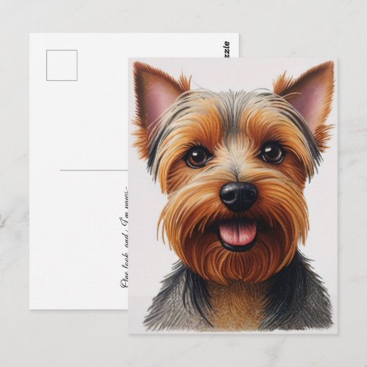 Expressive CloseUp Yorkshire Terrier Dog Portrait Briefkaart (Voorkant / Achterkant)