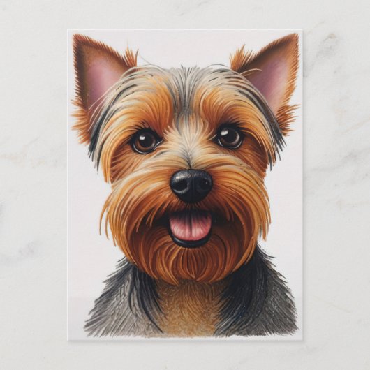 Expressive CloseUp Yorkshire Terrier Dog Portrait Briefkaart (Voorkant)