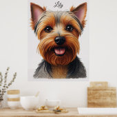 Expressive CloseUp Yorkshire Terrier Dog Portrait Poster (Keuken)