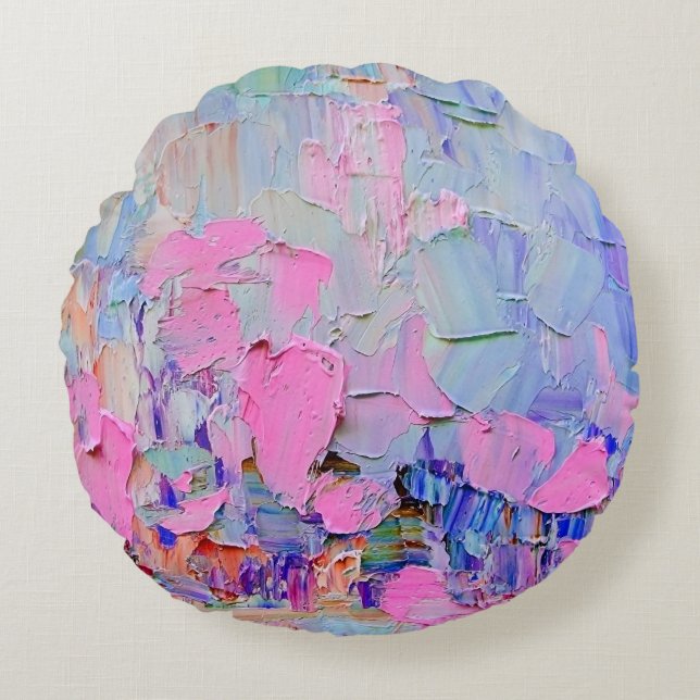 Expressive embossed paint on canvas, created using rond kussen (Voorkant)