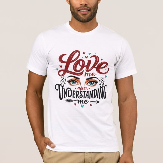 Expressive Eyes Love Message Print T-shirt (Voorkant)