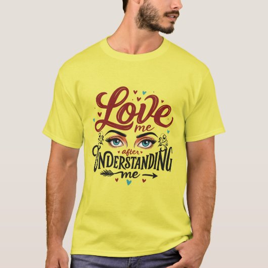 Expressive Eyes Love Message Print T-shirt (Voorkant)