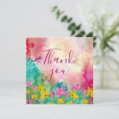 Expressive Floral Waterverf Dank u kaart (Staand voorkant)