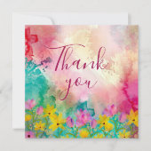 Expressive Floral Waterverf Dank u kaart (Voorkant)