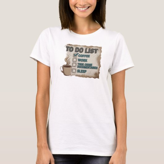 Expressive Goud COFFIE WERK ECHTE MISDAAD T-shirt (Voorkant)