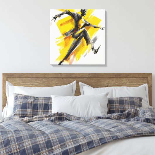 Expressive Yellow Dancer Sketch Art Canvas Wall (Insitu (Slaapkamer))