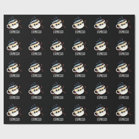 Expresso Funny Running Coffee Pun Dark BG Cadeaupapier (Vlak)