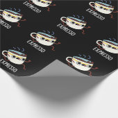 Expresso Funny Running Coffee Pun Dark BG Cadeaupapier (Hoek)