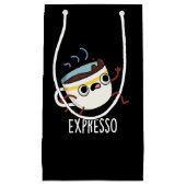 Expresso Funny Running Coffee Pun Dark BG Klein Cadeauzakje (Voorkant)