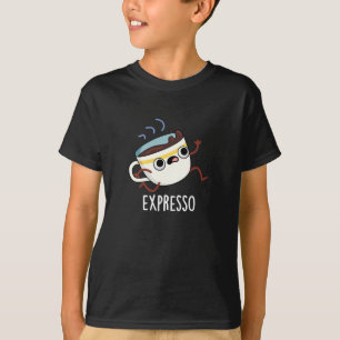 Expresso Funny Running Coffee Pun Dark BG T-shirt
