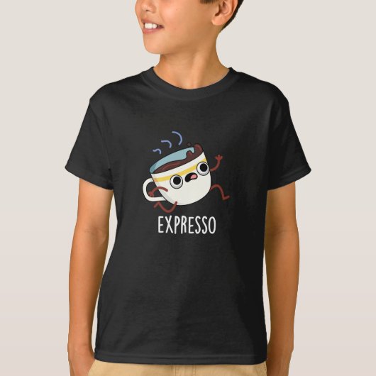 Expresso Funny Running Coffee Pun Dark BG T-shirt (Voorkant)