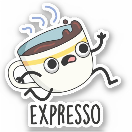 Expresso Funny Running Coffee Pun Sticker (Voorkant)