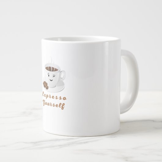 Expresso Yourself – Funny Smiling Coffee Tee Grote Koffiekop (Voorkant rechts)