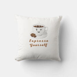 Expresso Yourself – Funny Smiling Coffee Tee Kussen