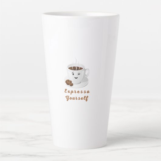 Expresso Yourself – Funny Smiling Coffee Tee Latte Mok (Voorkant)